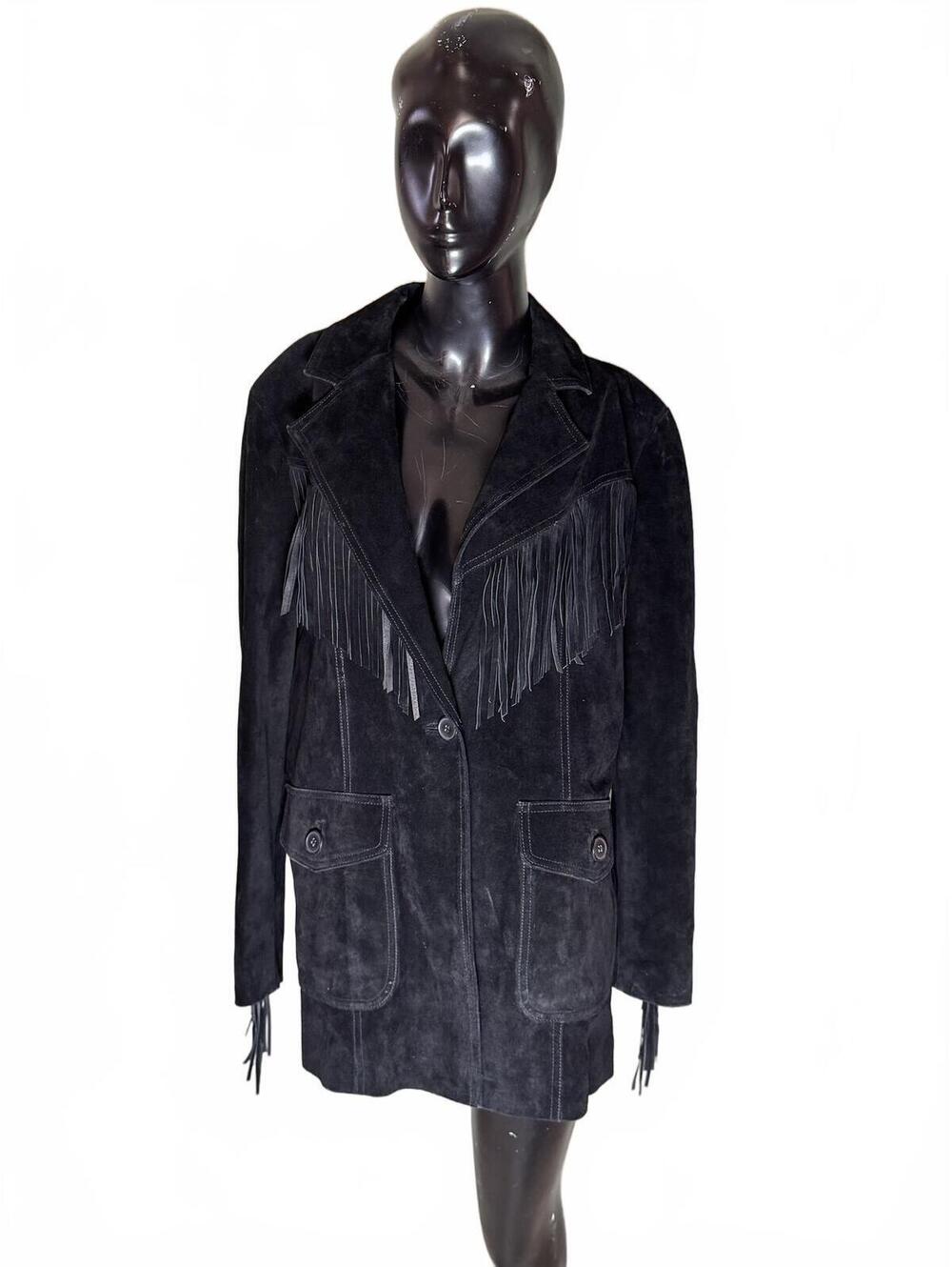 Like New RE/DONE Black Fringe Suede Jacket Small